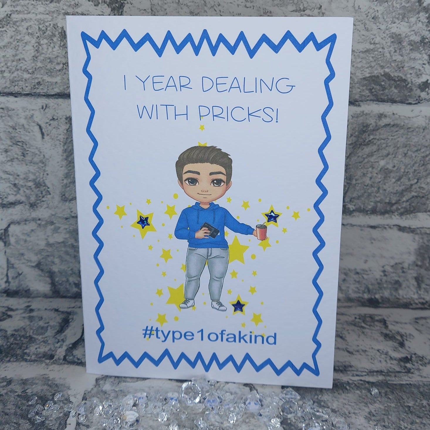 Handmade Customisable Card - 1 Year Dealing With Pricks (Boy)